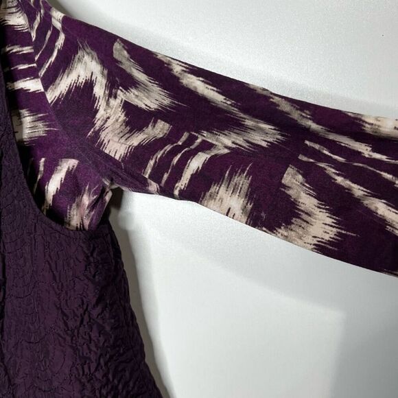 Chico’s Purple Quilted Vest and matching purple beige patterned shirt - Picture 7 of 10